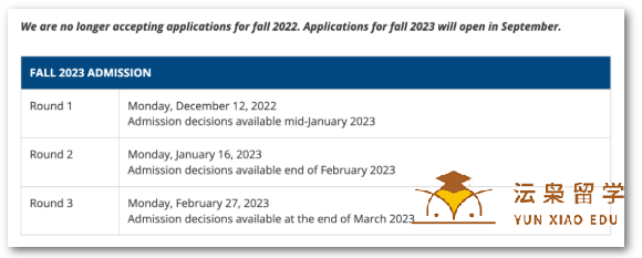 美国多所高校已公布23Fall申请开放及截止日期！