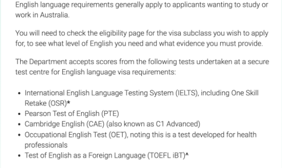 澳洲移民局语言要求改变，不再接受托福IBT测试