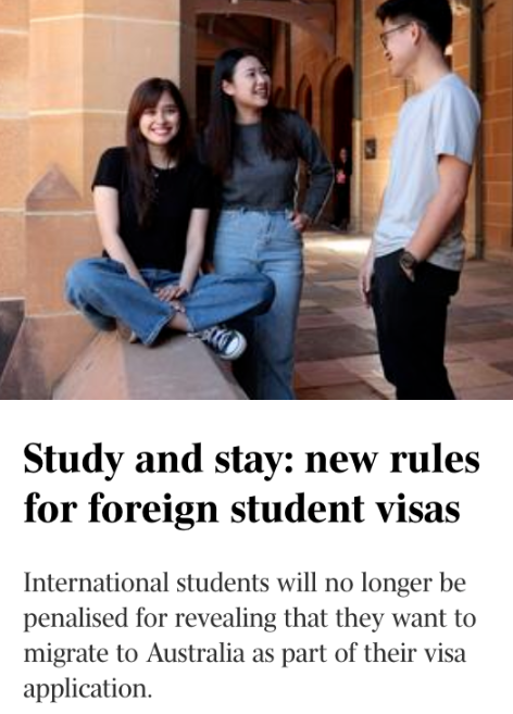 澳洲政府宣布：废除对留学生移民倾向限制，欢迎永久移民！